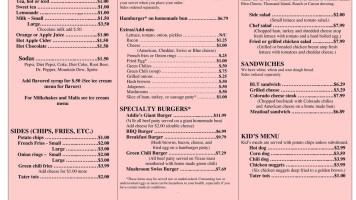 Addie's Cafe And Ice Cream Shoppe menu