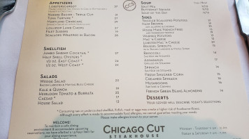 Chicago Cut Steakhouse menu