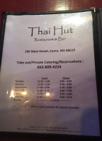 Thai Hut Restaurant Bar menu