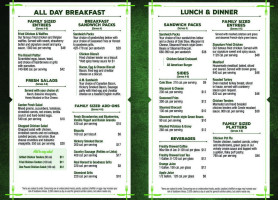 Metro Diner menu