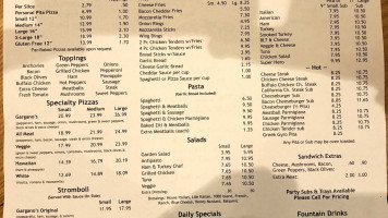 Gargano's Pizzeria Deli menu