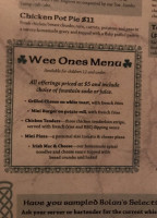 Sean Bolan's Irish Pub menu