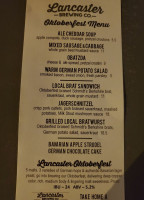 Lancaster Brewing Company menu