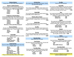 Joey's Chicken Shack menu