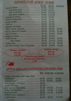 Generous Joe's Deli menu