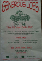 Generous Joe's Deli menu