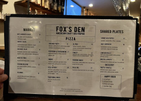 Fox's Den menu