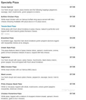 Capital Pizza menu