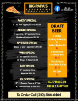 Big Papa's Pizza Sports menu