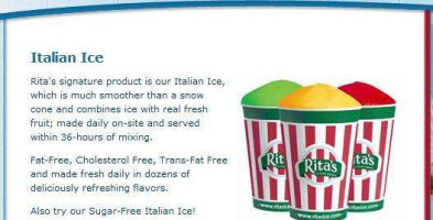 Rita's Water Ice menu