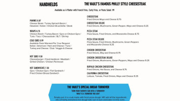 The Vault Pizza and Grill menu