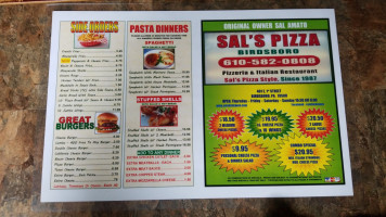 Sal's Pizza Style menu