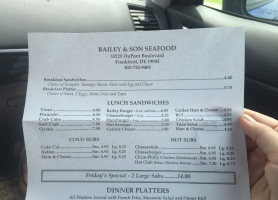 Bailey's Seafood menu