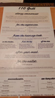 110 Grill Braintree menu