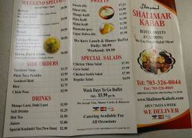 Shalimar Kabob menu