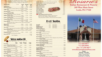 Rosarios Pronto Pizza Italian menu