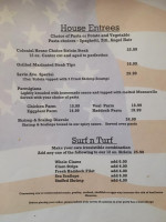 Colonial House menu