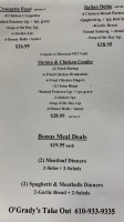 Tony's Family menu