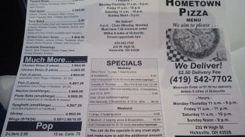 Hometown Pizza menu