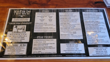 Markum Inn menu