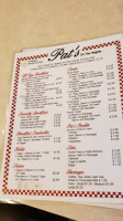 Pat's On The Heights menu