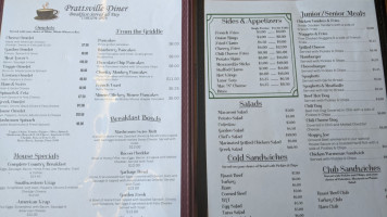 Prattsville Diner menu