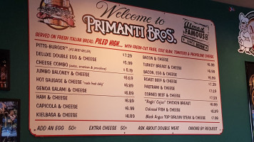 Primanti Bros. Restaurant And Bar menu