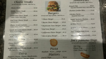 End Zone Grill menu