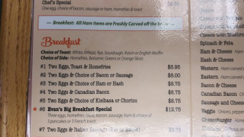 Evans Egg House menu