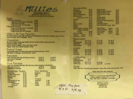 Millie's Lunch menu