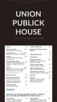 Union Publick House menu