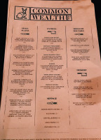 Commonwealth Bistro menu