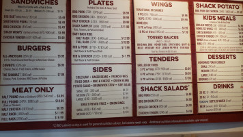 Shane's Rib Shack menu