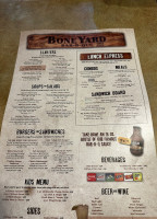 The Boneyard B-q Grille menu