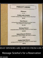 Scierka's Tavern menu