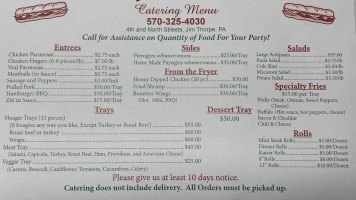 Tommy's Subs menu