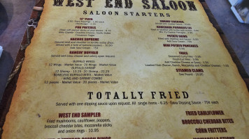 West End Saloon menu