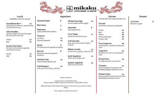 Mikaku Japanese Cuisine menu