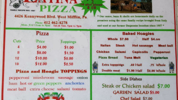 Latina Pizza menu