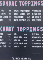 Creanies Ice Cream menu