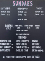 Creanies Ice Cream menu