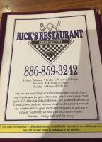 Rick's menu