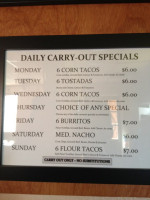 Taco Especial menu