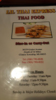 Lil Thai Express menu