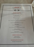 Tallulah Wine Bistro menu