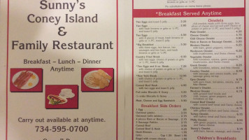 Sunny's Coney Island Family menu