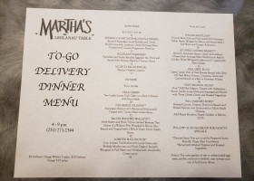 Martha's Leelanau Table menu