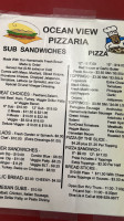 Ocean View Pizzaria menu