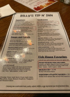 Billy's Tip N Inn menu