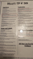 Billy's Tip N Inn menu